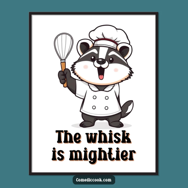 Funny Kawaii Badger Chef Art Print - Proud Baker Wall Decor, Perfect Funny Gift