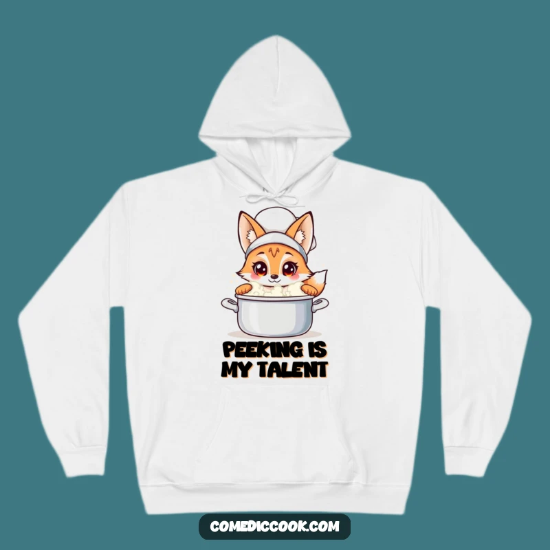 Cozy Funny Fox Chef Hoodie: Curious Peeking Design, Warm & Hilarious Wear, Best Funny Gift!