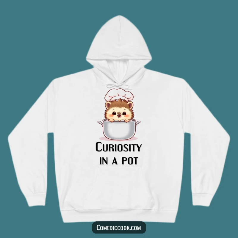 Funny Curious Hedgehog Chef Hoodie: Cozy Peeking Otter Sweatshirt, Hilarious Gift