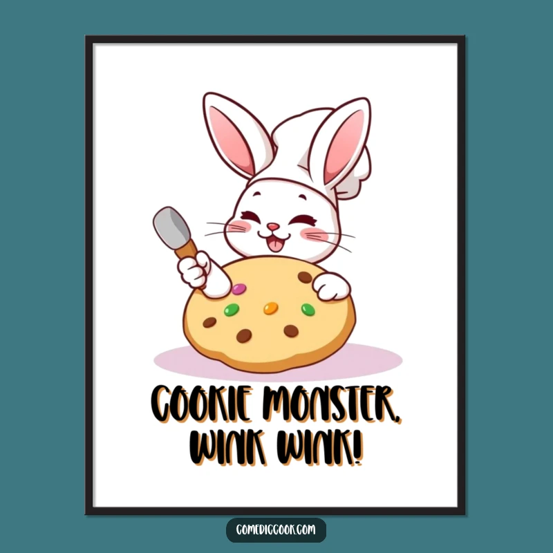 Free Printable Wall Art: Funny Kawaii Rabbit Chef Cookie Art Downloadable Decor