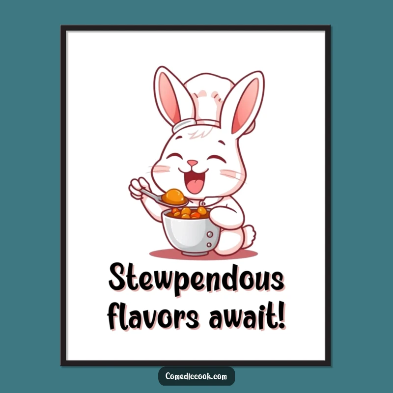 Free Printable Rabbit Chef Wall Art: Funny Downloadable Decor for Foodies