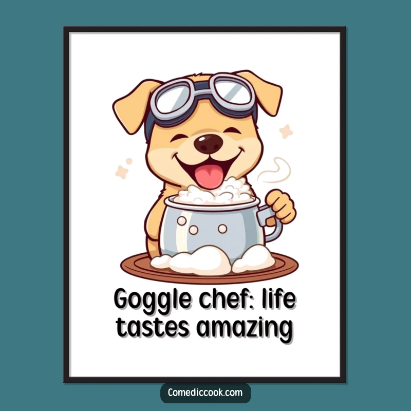 Free Printable Wall Art: Goggled Dog Tasting Pot, Quirky Downloadable Art Decor!