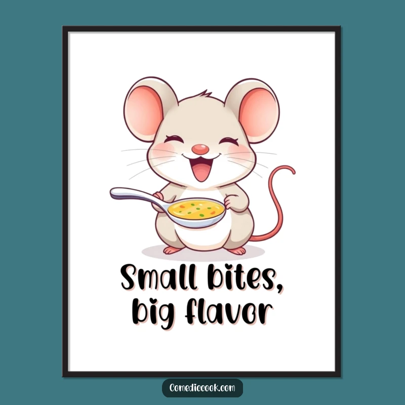 Funny Free Printable Wall Art: Tiny Chef Mouse, Whimsical Downloadable Kitchen Decor