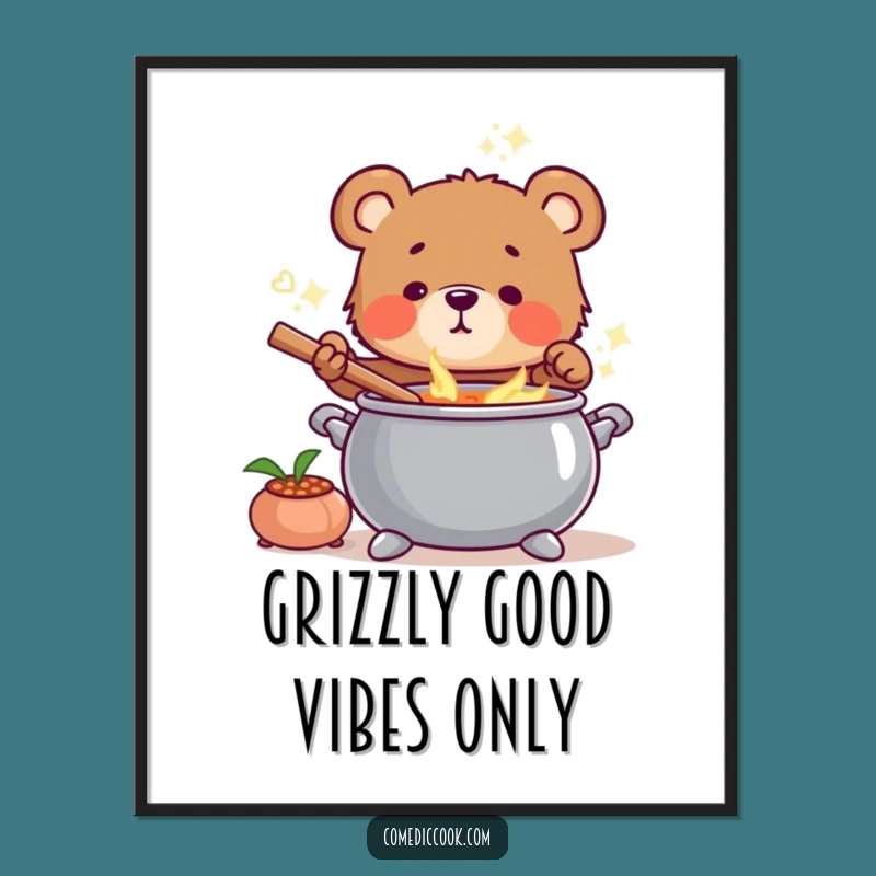 Free Printable Wall Art: Whimsical Bear Cub Chef - Cozy Downloadable Decor!