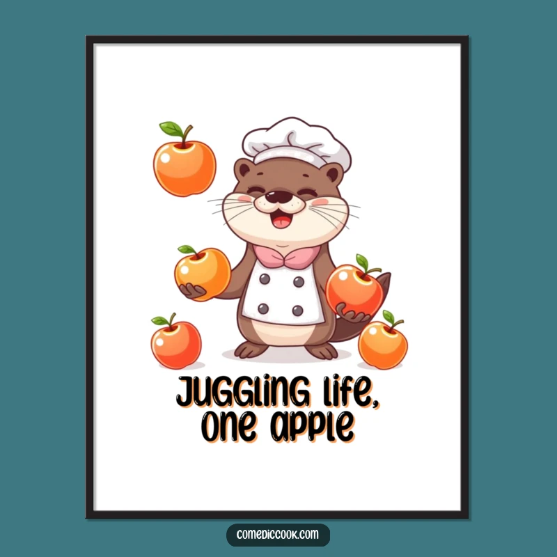 Happy Otter Chef Printable Wall Art - Free Printable Foodie Decor Download