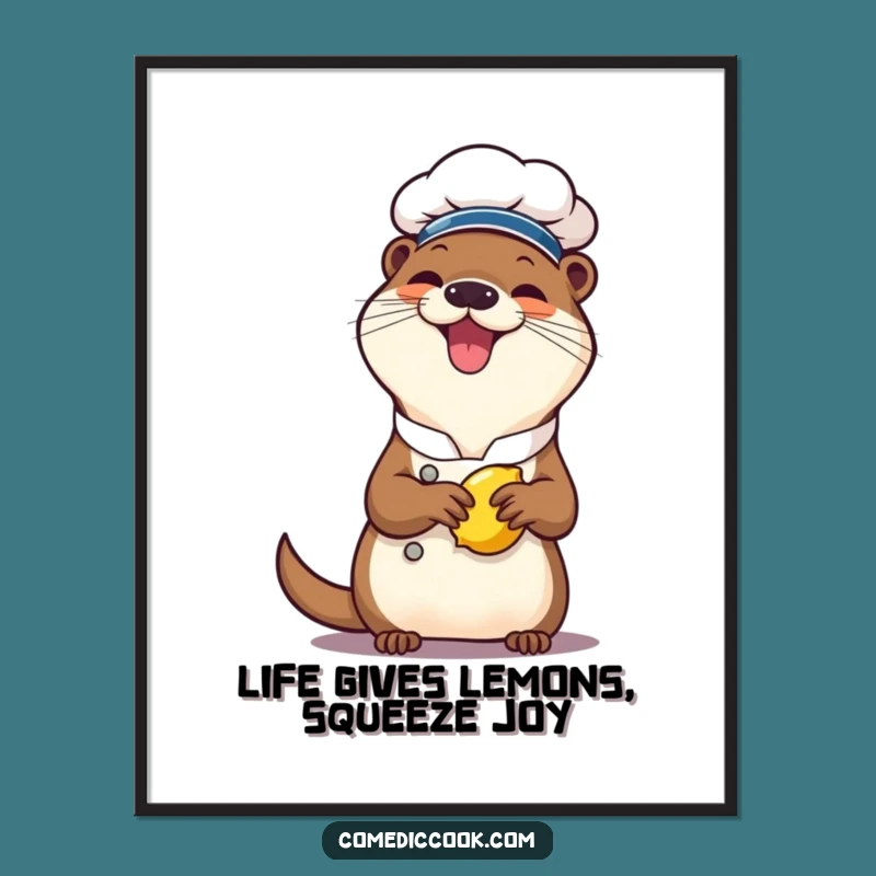Free Printable Otter Chef Wall Art: Giggling Lemon Squeeze Downloadable Decor