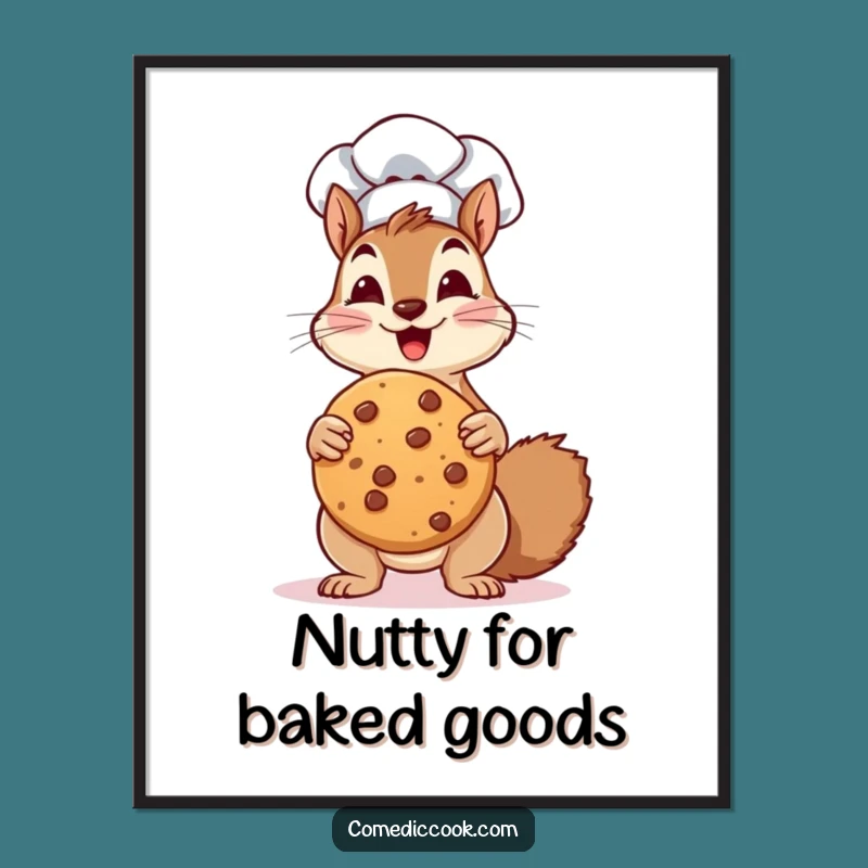 Funny Free Printable Wall Art: Squirrel Chef Giant Cookie - Downloadable Decor!