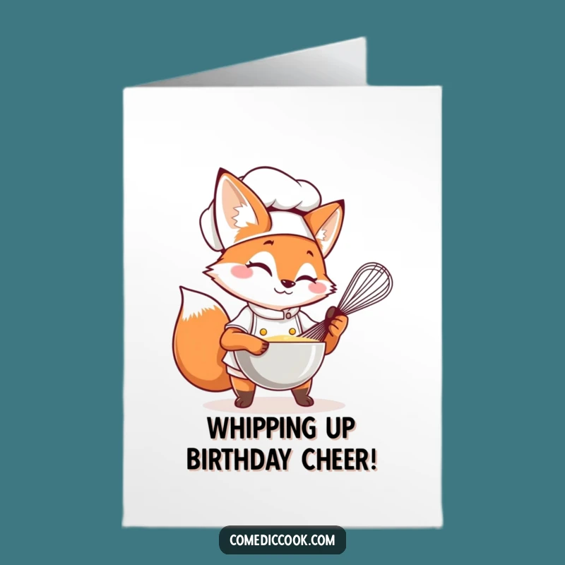 Free Printable Birthday Card: Witty Fox Chef - Culinary Fun Download!