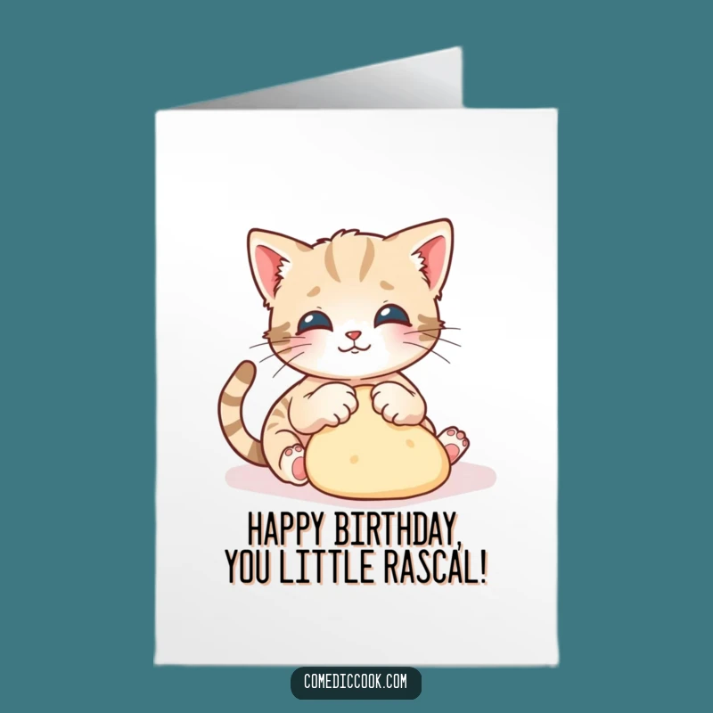Free Printable Funny Birthday Card: Kitten Baker, Tiny Paws Kneading Dough, LOL