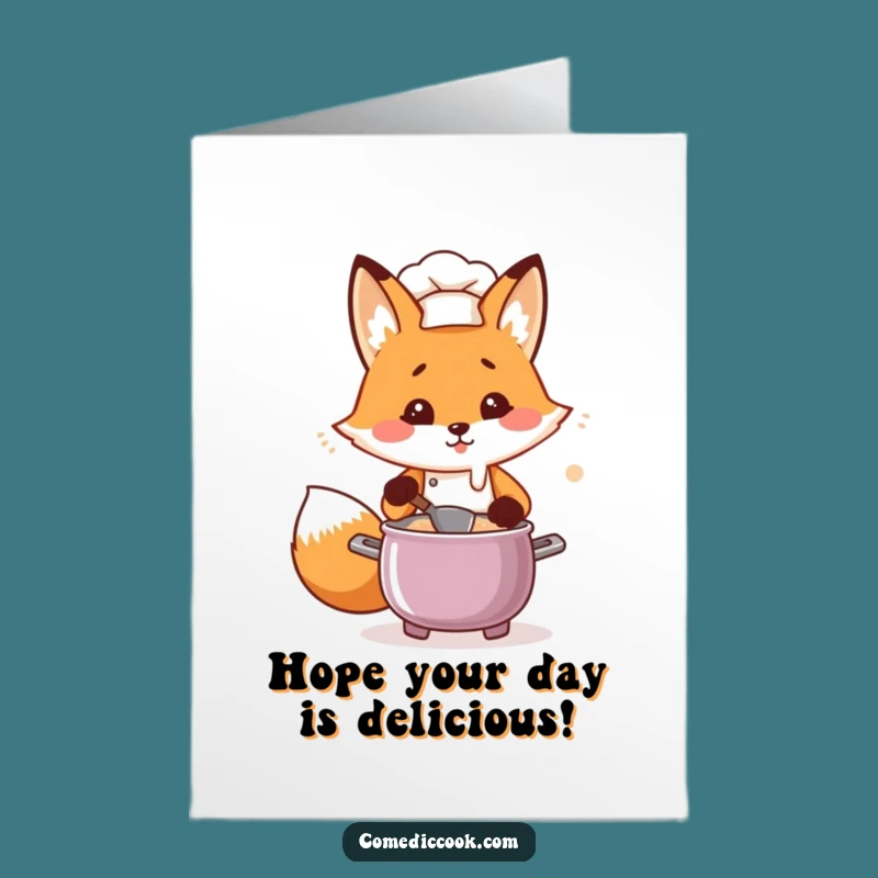Funny Free Printable Kawaii Fox Chef Birthday Card - Hilarious Downloadable Gift!