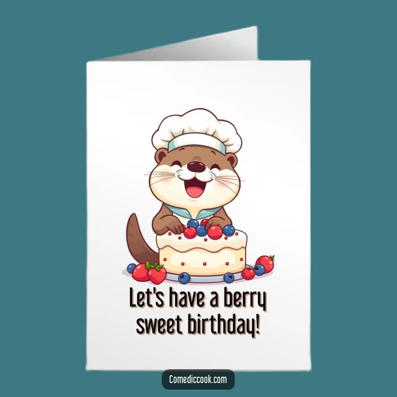 Free Printable Otter Chef Birthday Card - Sweetly Decorated Fun Downloadable Gift
