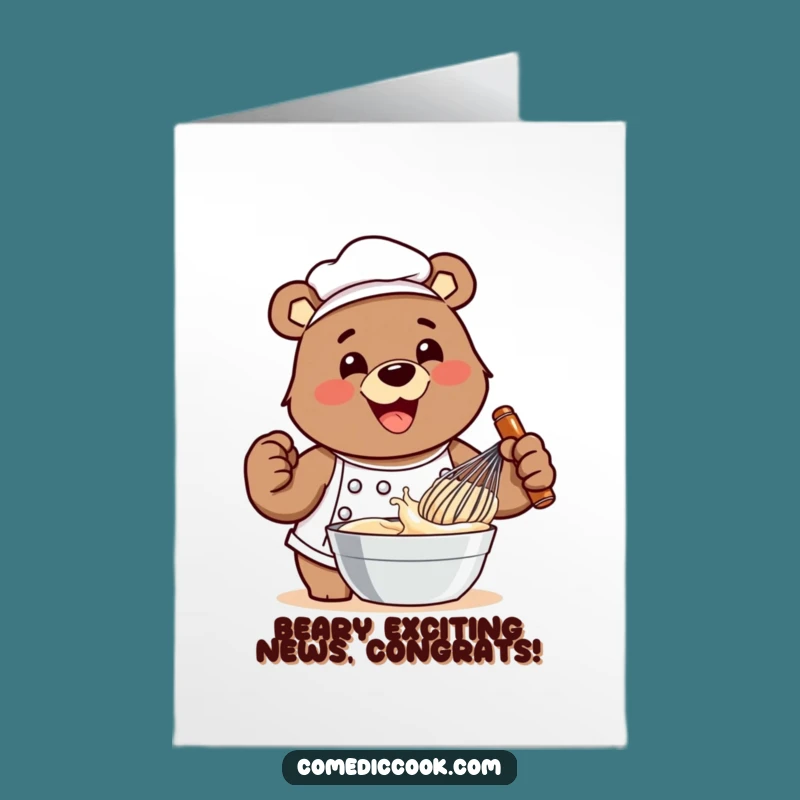 Free Printable Bear Chef Congrats Card Baking Success Downloadable Gift