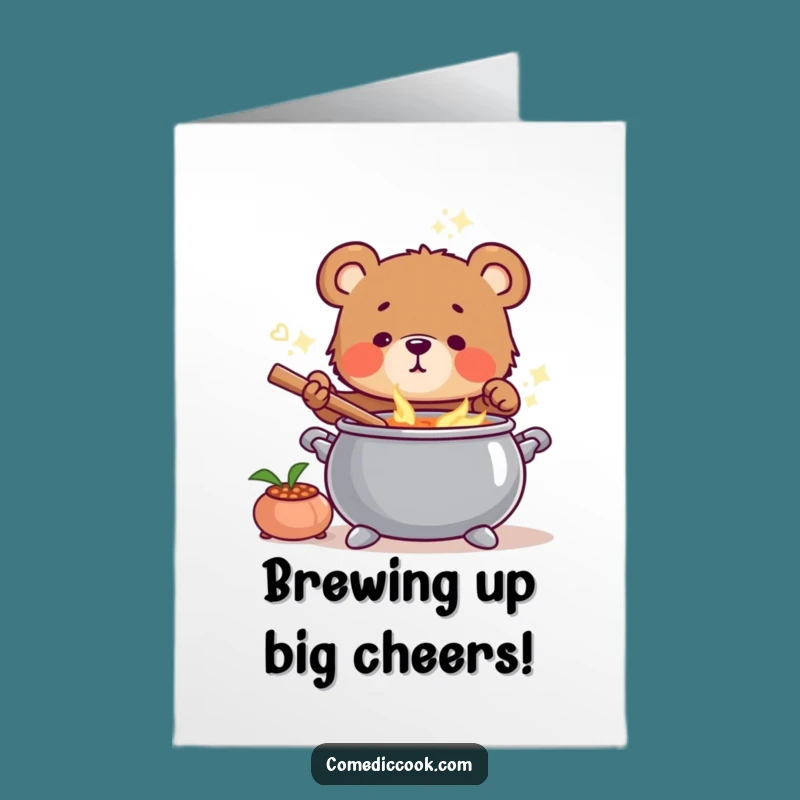 Free Printable Congrats Card: Bear Cub's Magical Brew - Celebrate Success!