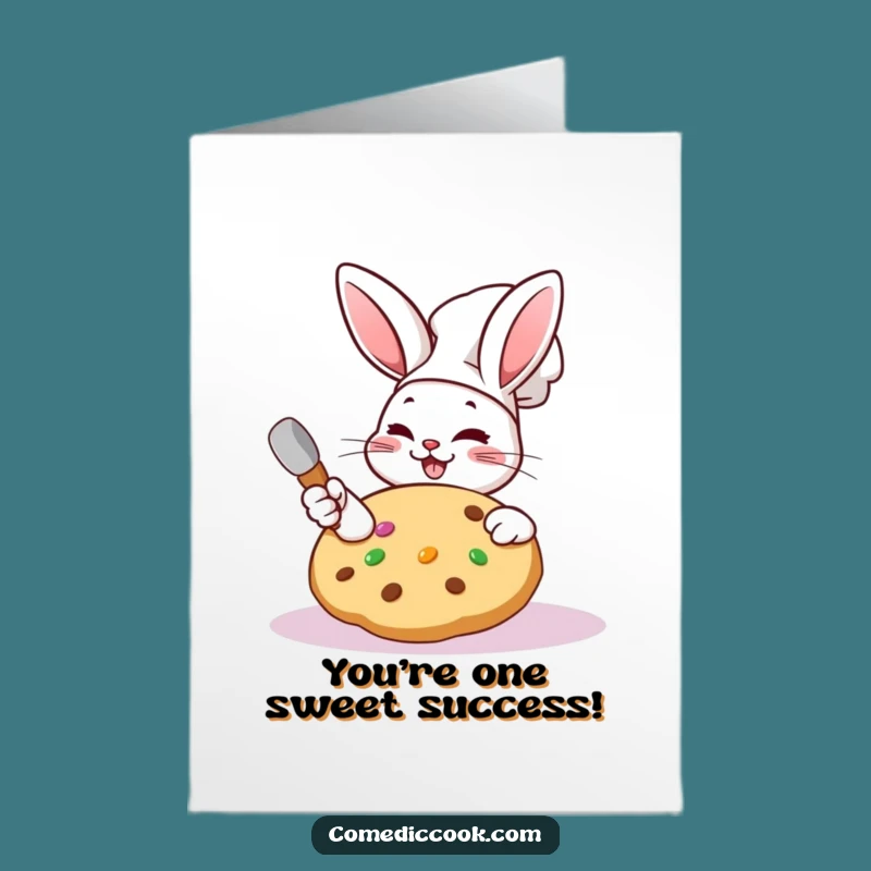 Free Printable Congrats Card: Kawaii Rabbit Chef Cookie Wink Success