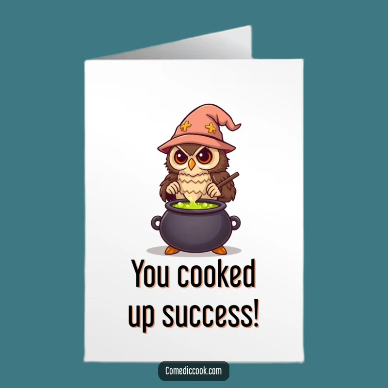 Free Printable Congrats Card: Wise Owl Chef Potion Funny Downloadable Gift