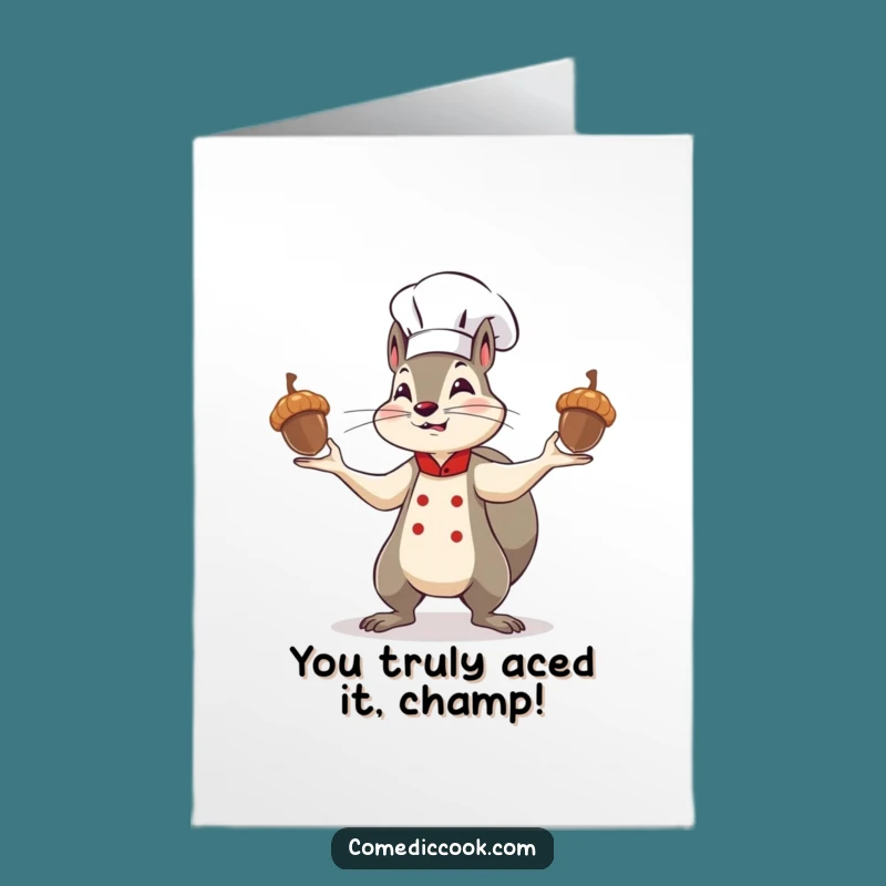 Free Printable Squirrel Chef Congratulations Card: Acorn Success Downloadable