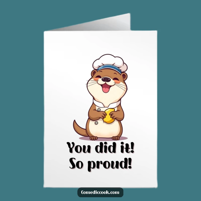 Free Printable Otter Chef Congratulations Card: Lemon Zest Downloadable