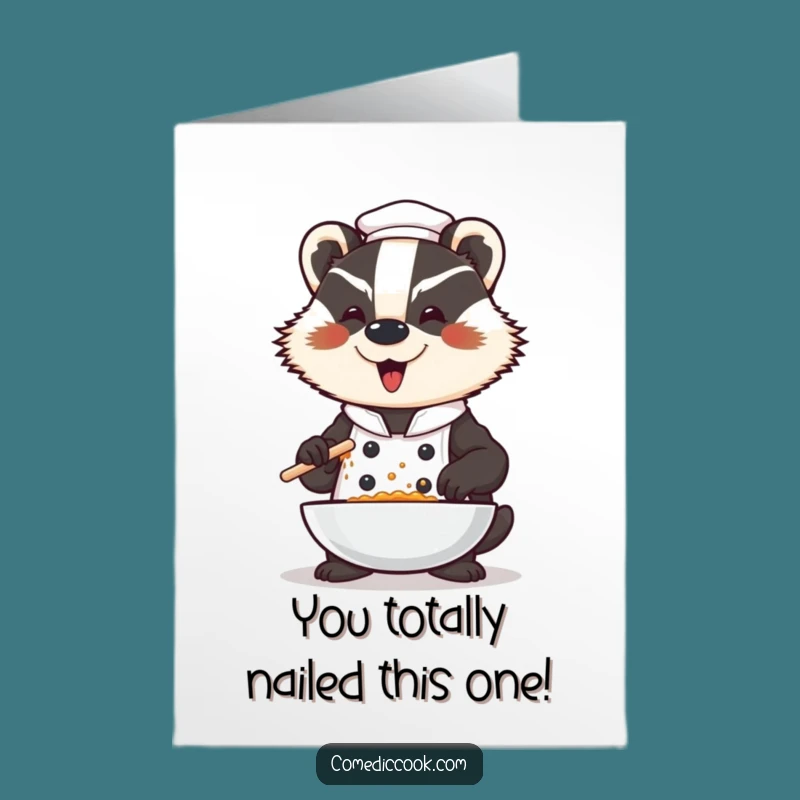 Free Printable Badger Chef Congratulations Card: Flourish Downloadable