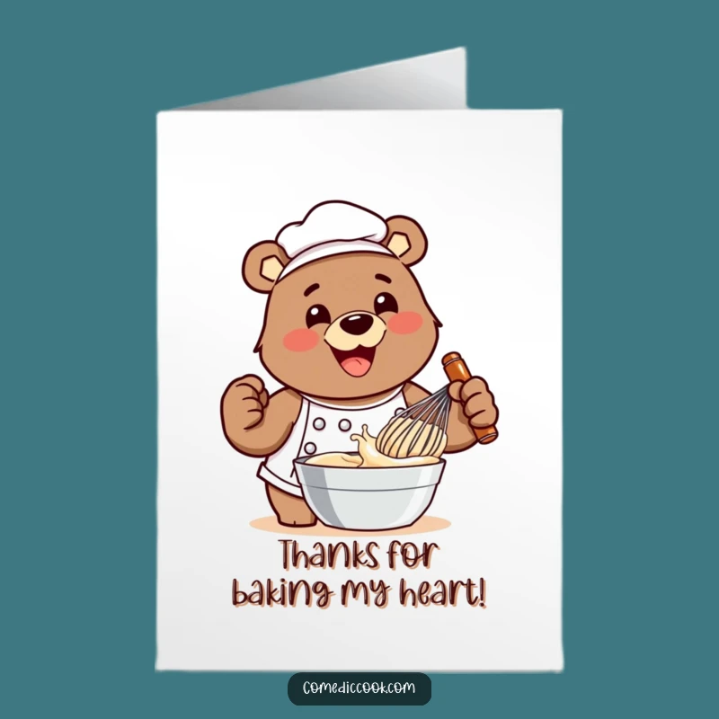 Free Printable Bear Chef Thank You Card Baking Thanks Downloadable Gift