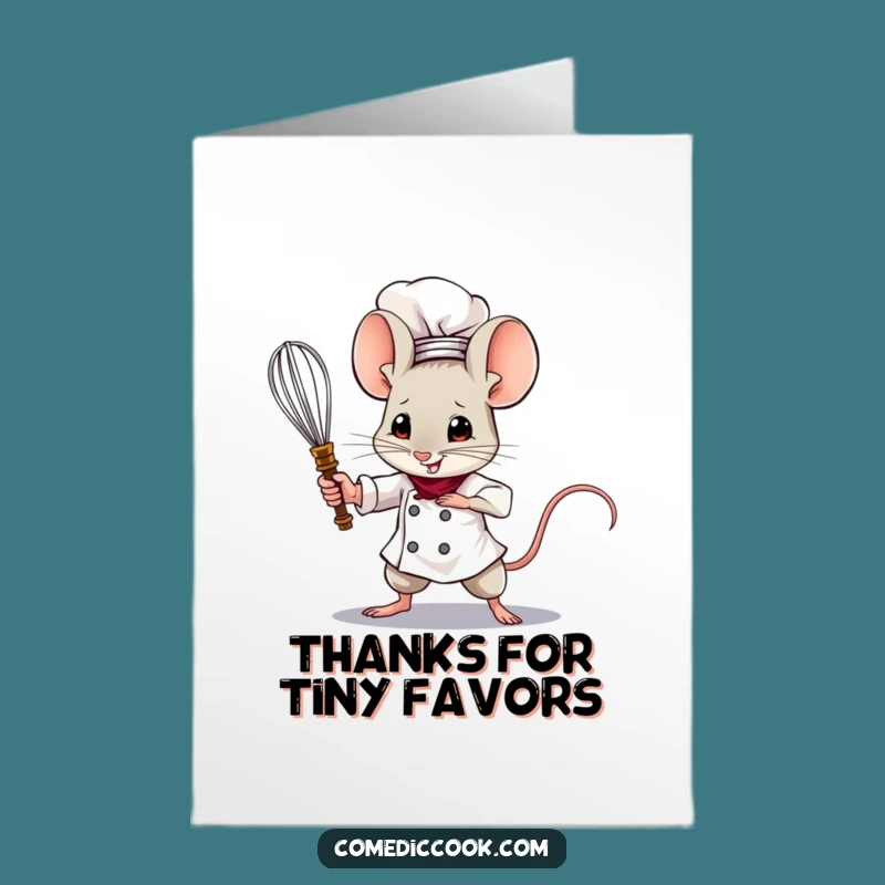 Free Printable Thank You Card: Brave Mouse Chef Whisk Sword Funny Downloadable Gift