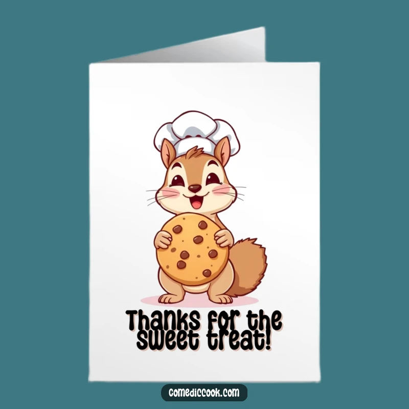 Free Printable Thank You Card: Grateful Squirrel Chef Cookie - Downloadable Gift!