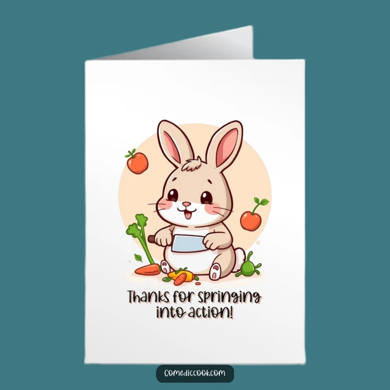 Free Printable Thank You Card: Rabbit Chef's Culinary Thanks Funny Downloadable Gift