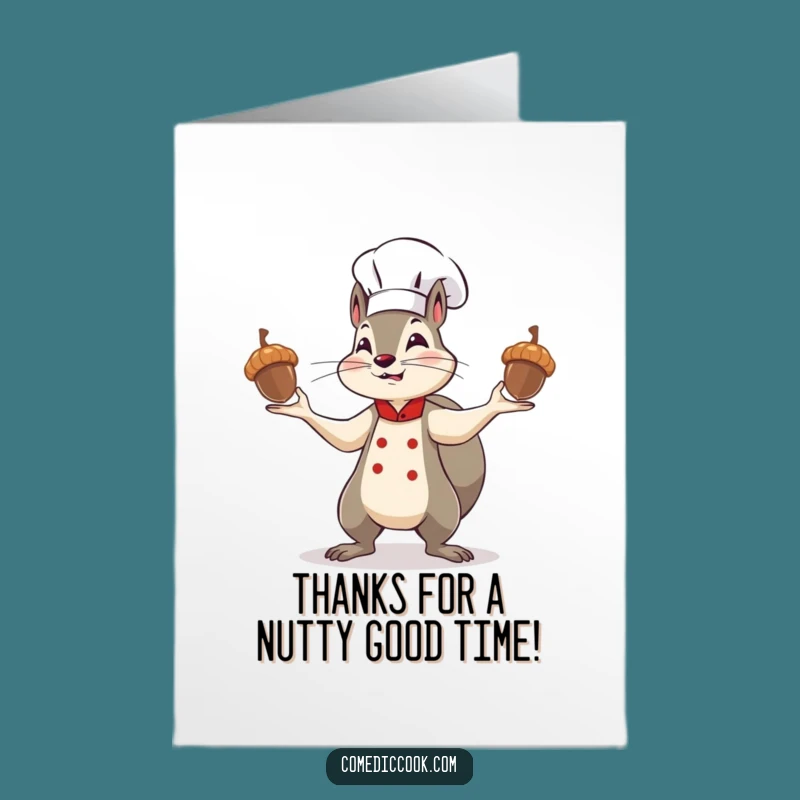 Free Printable Squirrel Chef Thank You Card: Acorn Appreciation Downloadable