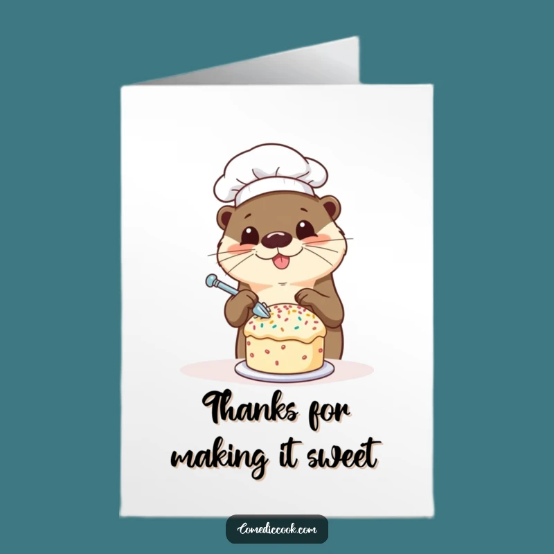 Free Printable Thank You Card: Otter Chef Decorating Thanks, Downloadable Gift