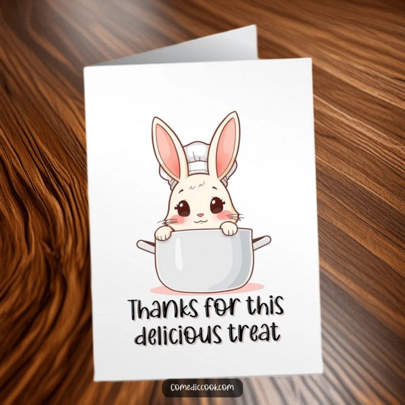 Funny Free Printable Thank You Card: Smiling otter chef happily decorating a cake with cheerful berries.