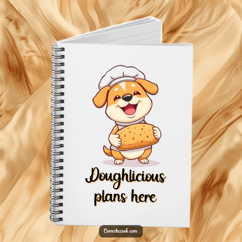Funny Dog Chef Notebook: A joyful dog chef presents bread, perfect for jotting down baking recipes with a smile.