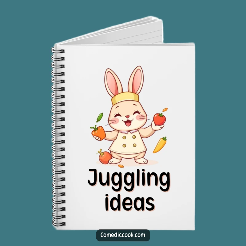 Funny Bunny Chef Notebook: Juggling Veggies Journal, For Recipes & Garden Notes, Great Funny Gift!