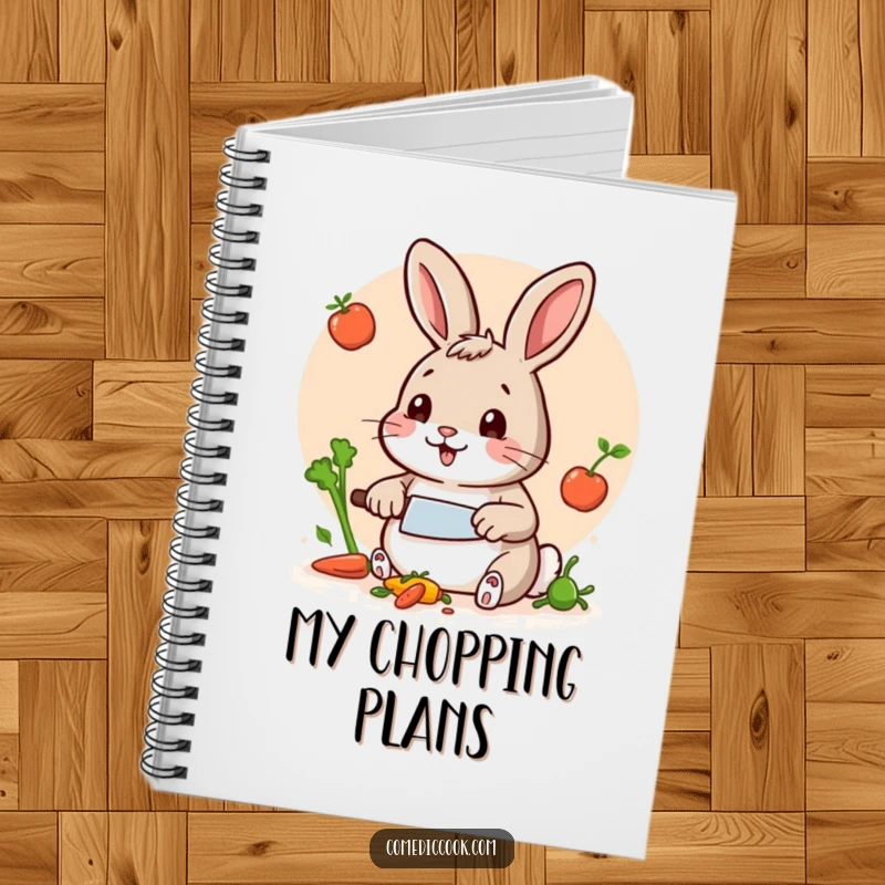 Funny Rabbit Chef Notebook: A humorous notebook with a cover illustration of a rabbit chef chopping vegetables, perfect for jotting down recipes or notes.