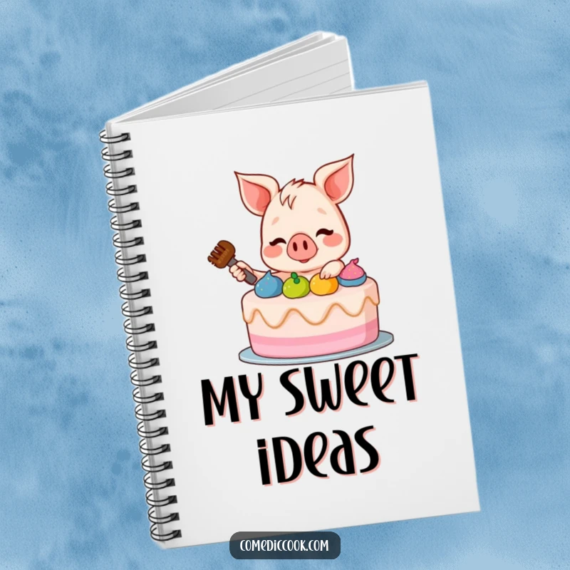 Funny Piglet Notebook: A delightful notebook with a funny cover illustration of a piglet decorating a cake, ideal for notes and creative ideas.