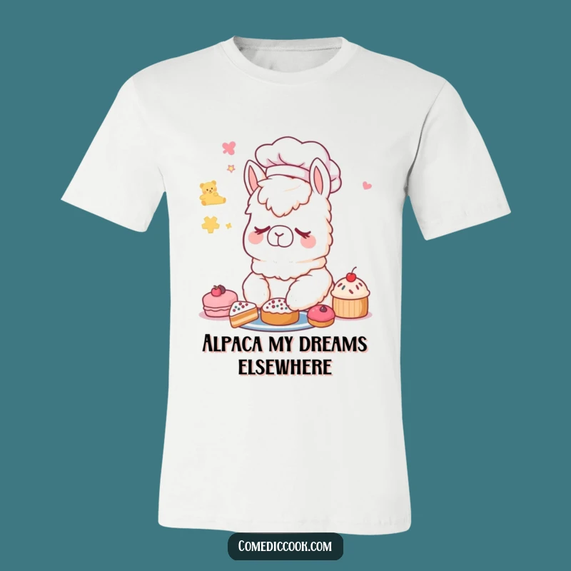 Funny Alpaca Chef T-Shirt: Sleepy Pastry Dreams - Cozy Gift