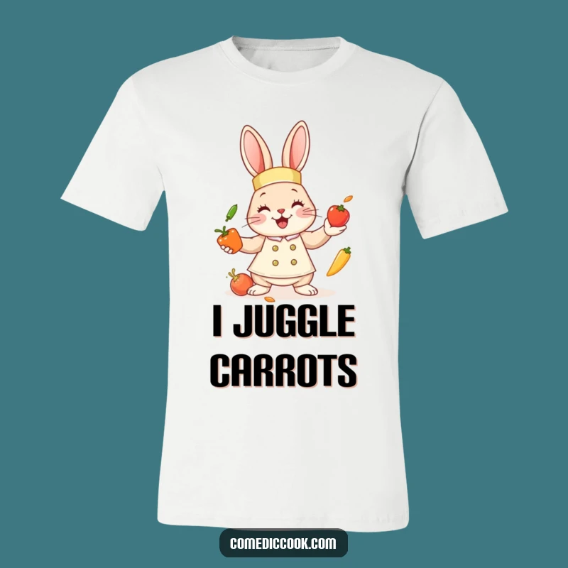 Funny Bunny Chef T-Shirt: Cute Juggling Vegetable Design, Hilarious Foodie Apparel, Great Funny Gift!