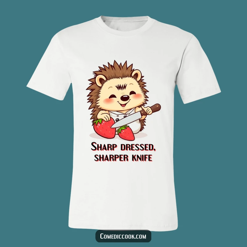 Funny Hedgehog Chef T-Shirt: Adorable Kitchen Humor Apparel for Food Lovers
