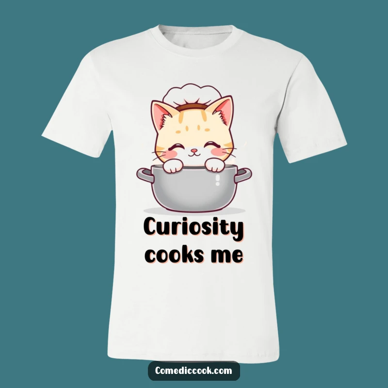 Funny Kawaii Cat Chef T-Shirt - Curious Kitchen Explorer Apparel, Ideal Funny Gift