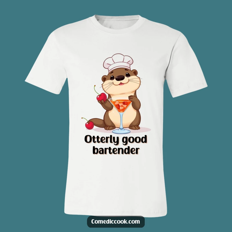 Funny Otter Chef T-Shirt: Wear Your Mixology Skills with Playful Style!