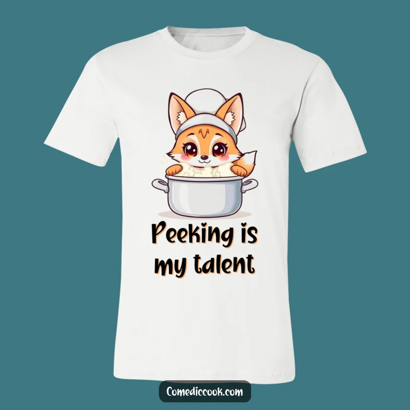 Funny Fox Chef T-Shirt: Curious Peeking Design, Hilarious Culinary Apparel, Great Funny Gift!