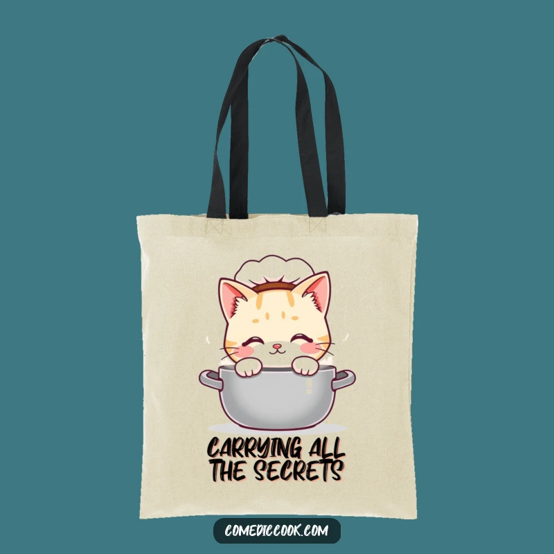 Funny Kawaii Cat Chef Tote Bag - Curious Kitchen Explorer Carryall, Perfect Funny Gift