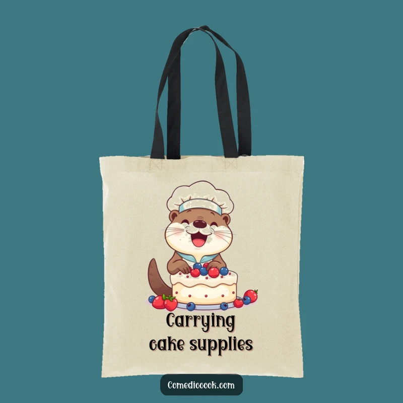 Funny Otter Chef Cake Tote Bag: Sweet Style, Perfect Humorous Gift