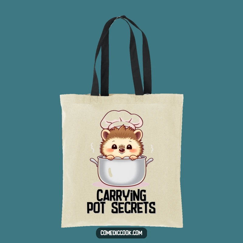 Funny Hedgehog Chef Tote Bag: Steaming Pot Accessory, Hilarious Gift