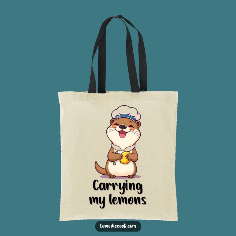Funny Otter Chef Tote Bag: Carry Your Essentials with Giggling Lemon Zest