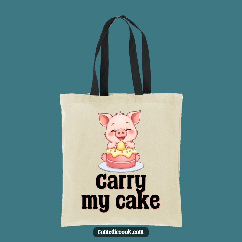 Funny Piglet Frosting Cake Tote Bag: Hilarious Carry-All for Sweet Treats
